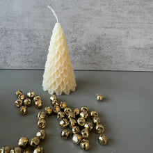 Load image into Gallery viewer, Frosty Retro Style Holiday Tree Candle - Cream
