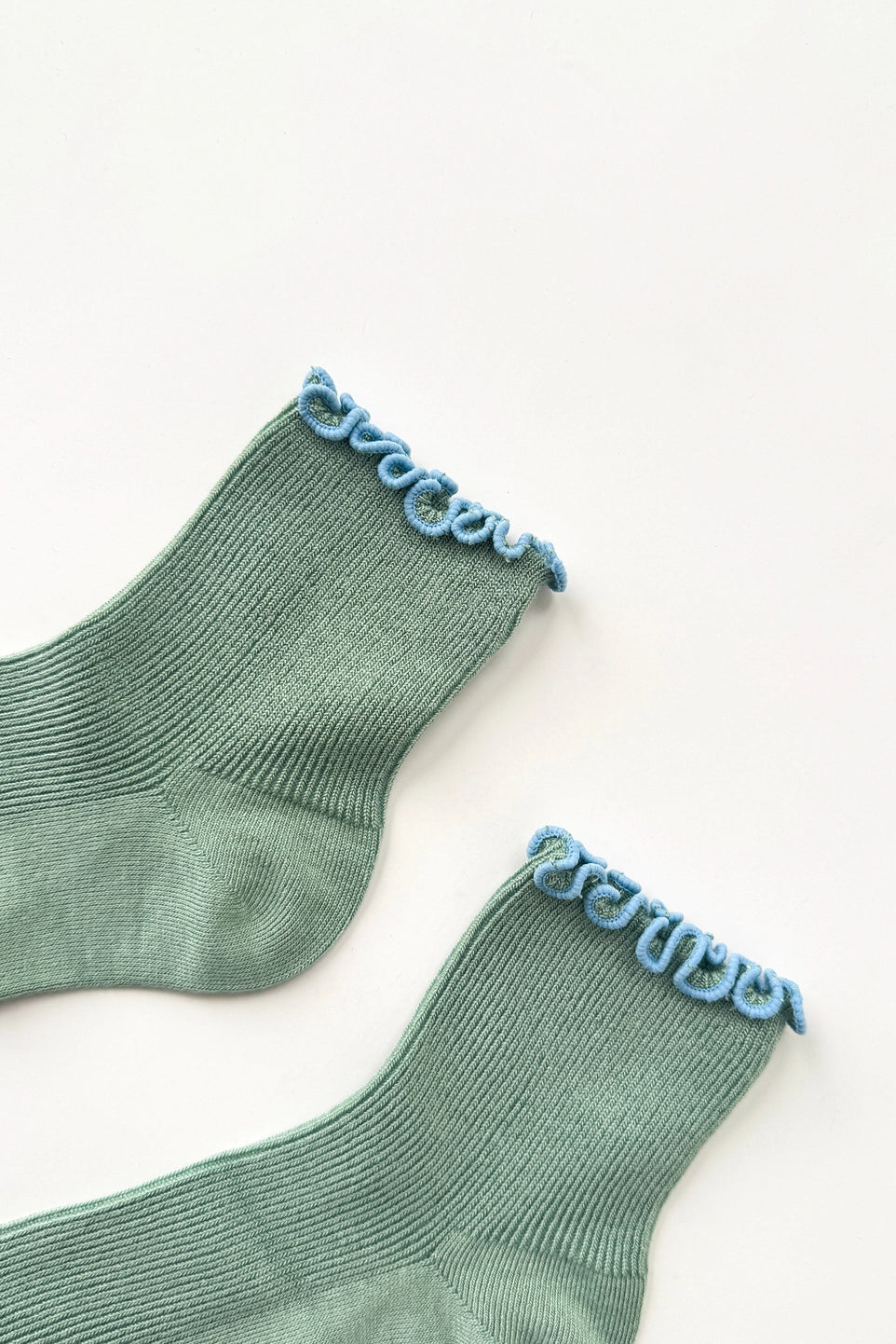 The Petite Ruffled Modal Socks - Sea Glass/Powder Blue