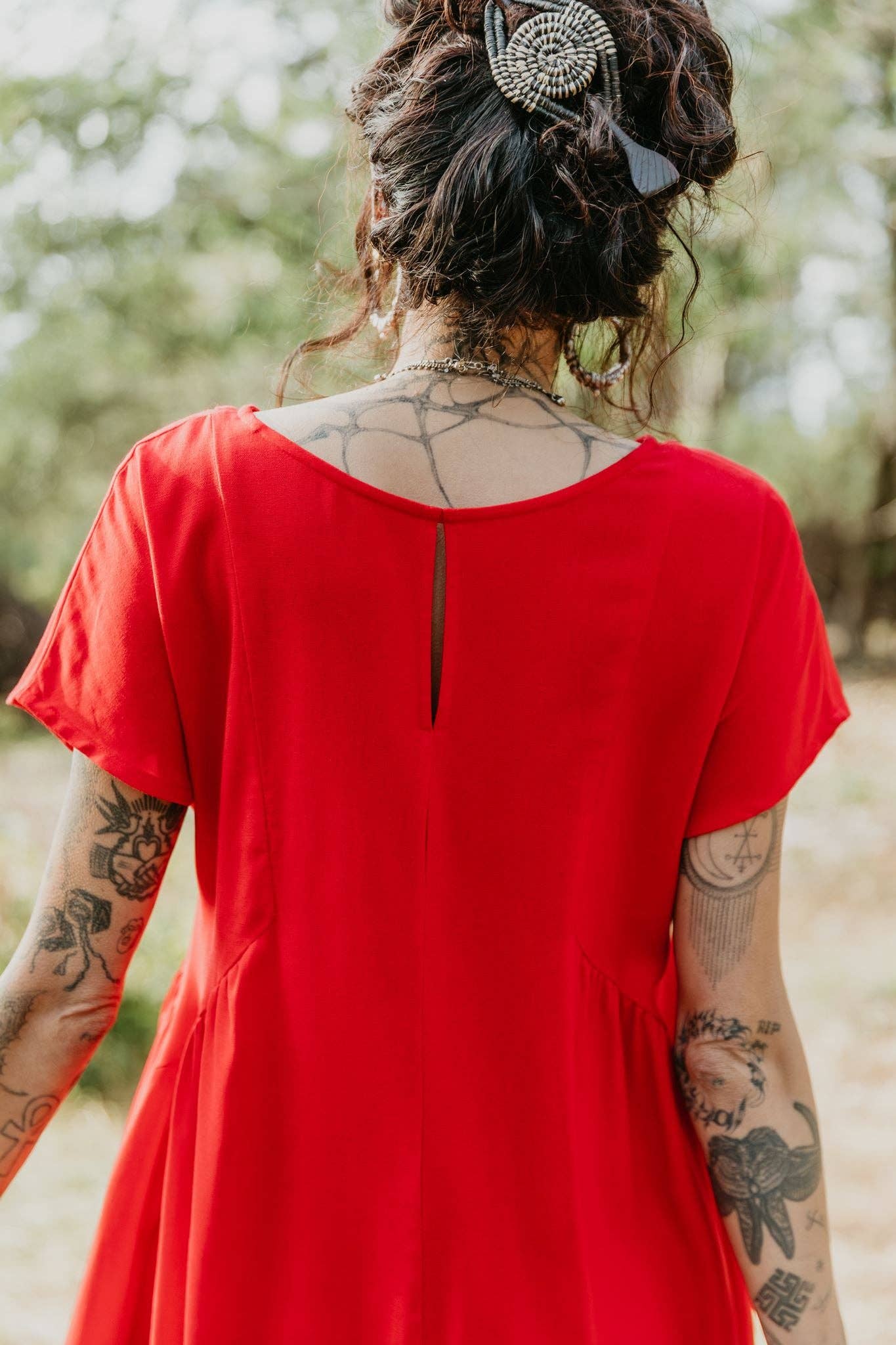 Nada Dress in Cherry Red Linen