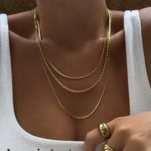 Load image into Gallery viewer, 18K Gold Plated Stainless Steel Three Layer Necklace
