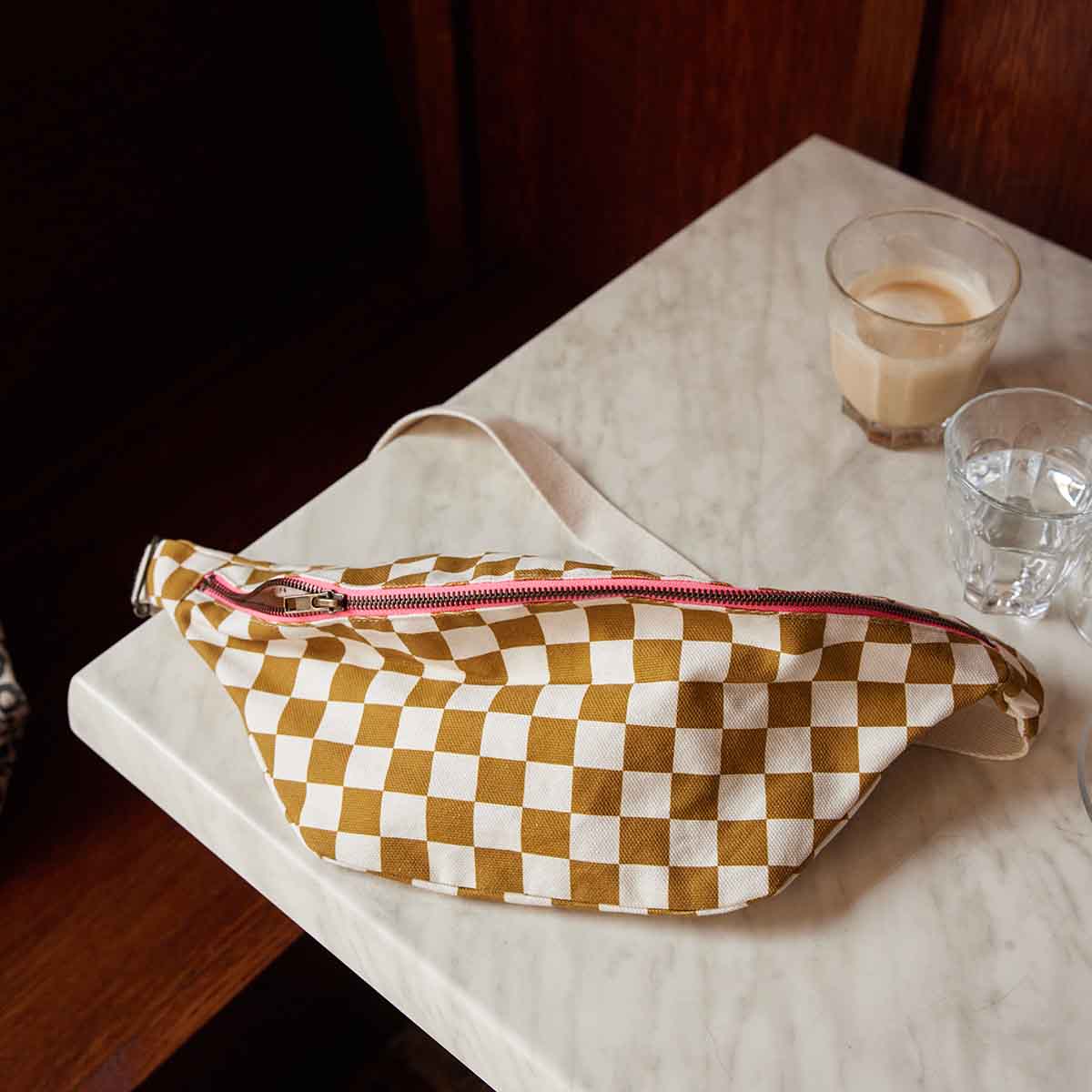 Women's Bum Bag - Checkered Board Caramel