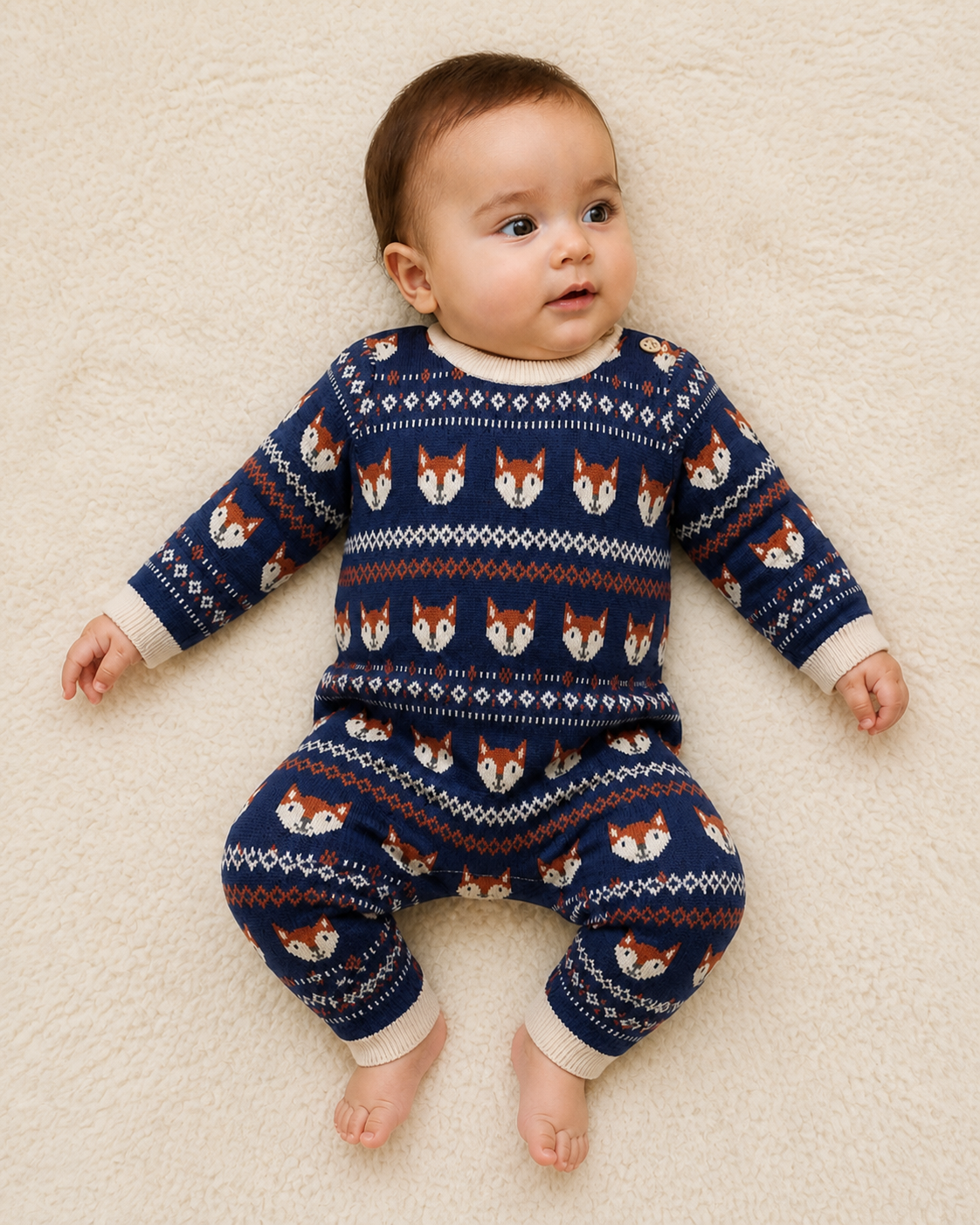 Fox Baby Knit Jumpsuit (Organic Cotton)