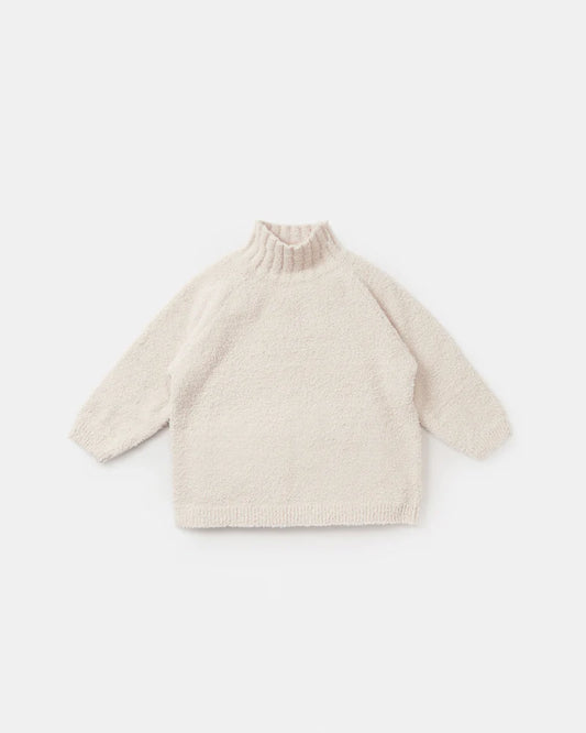 Fuzzy Boxy Mock Neck Sweater - Ecru