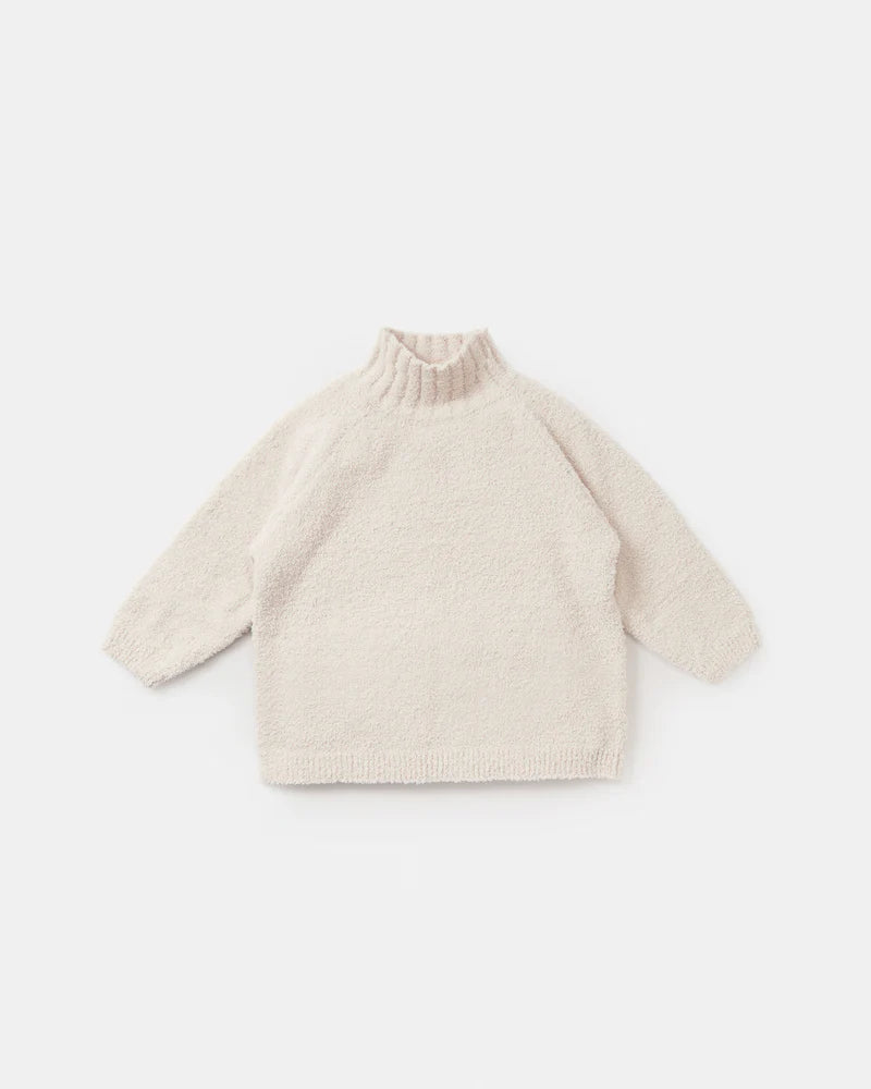 Fuzzy Boxy Mock Neck Sweater - Ecru