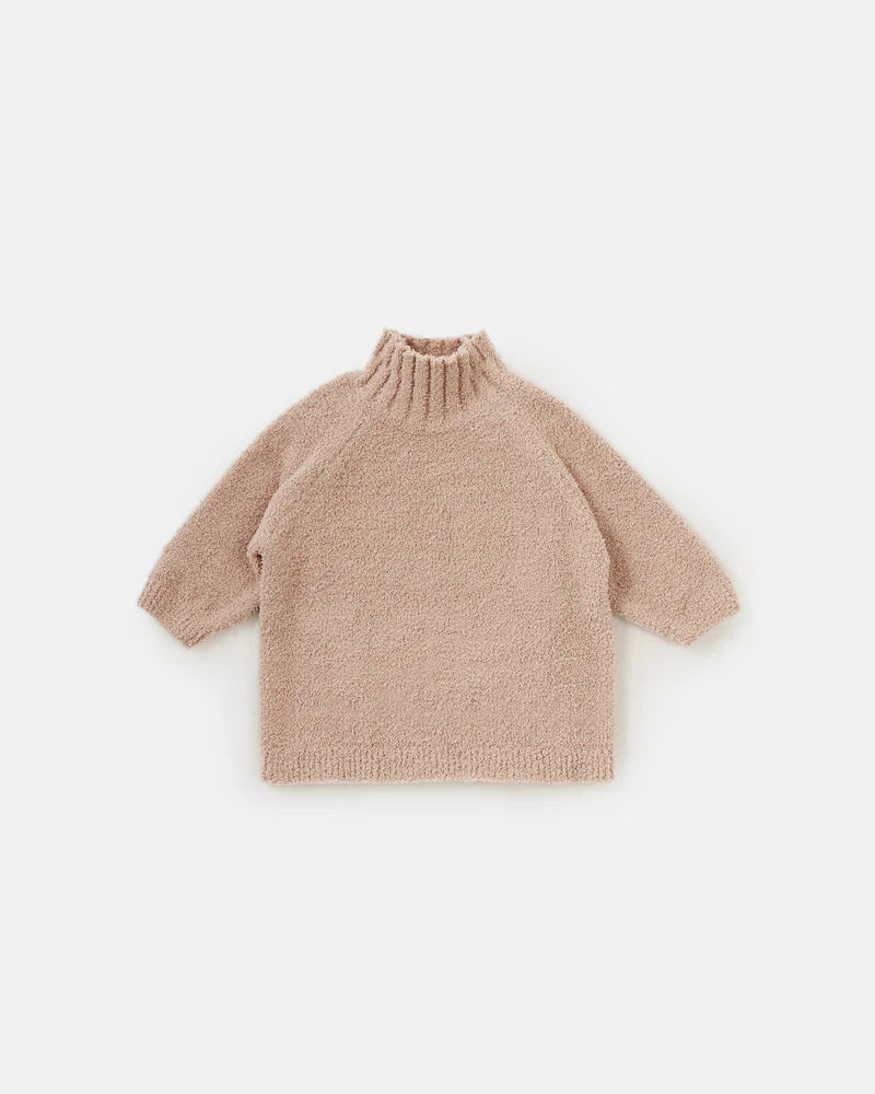 Fuzzy Boxy Mock Neck Sweater - Pecan