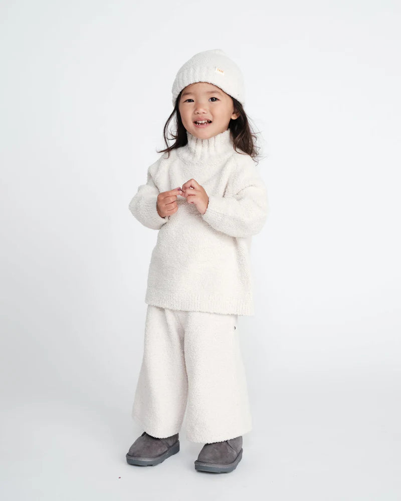 Fuzzy Boxy Mock Neck Sweater - Ecru