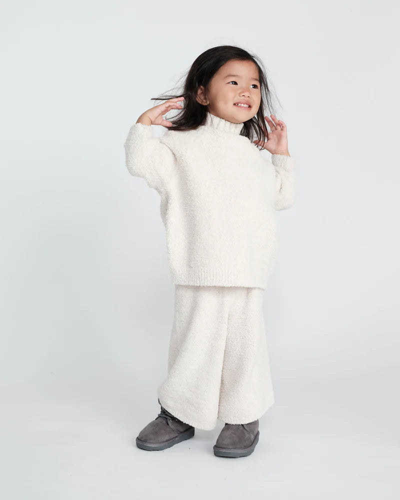 Fuzzy Boxy Mock Neck Sweater - Ecru