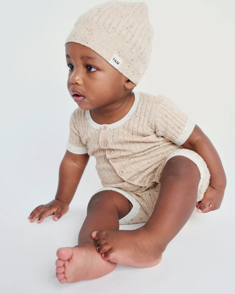 Short Sleeve Romper - Hug Me (Oat)