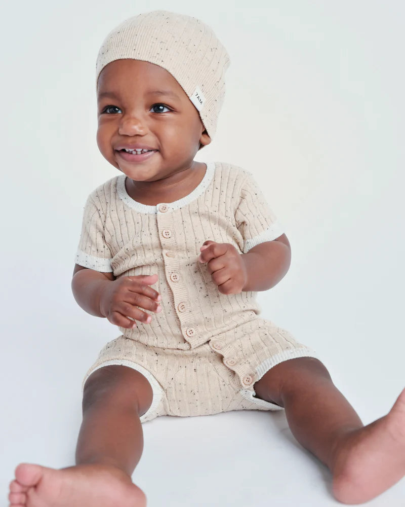 Short Sleeve Romper - Hug Me (Oat)