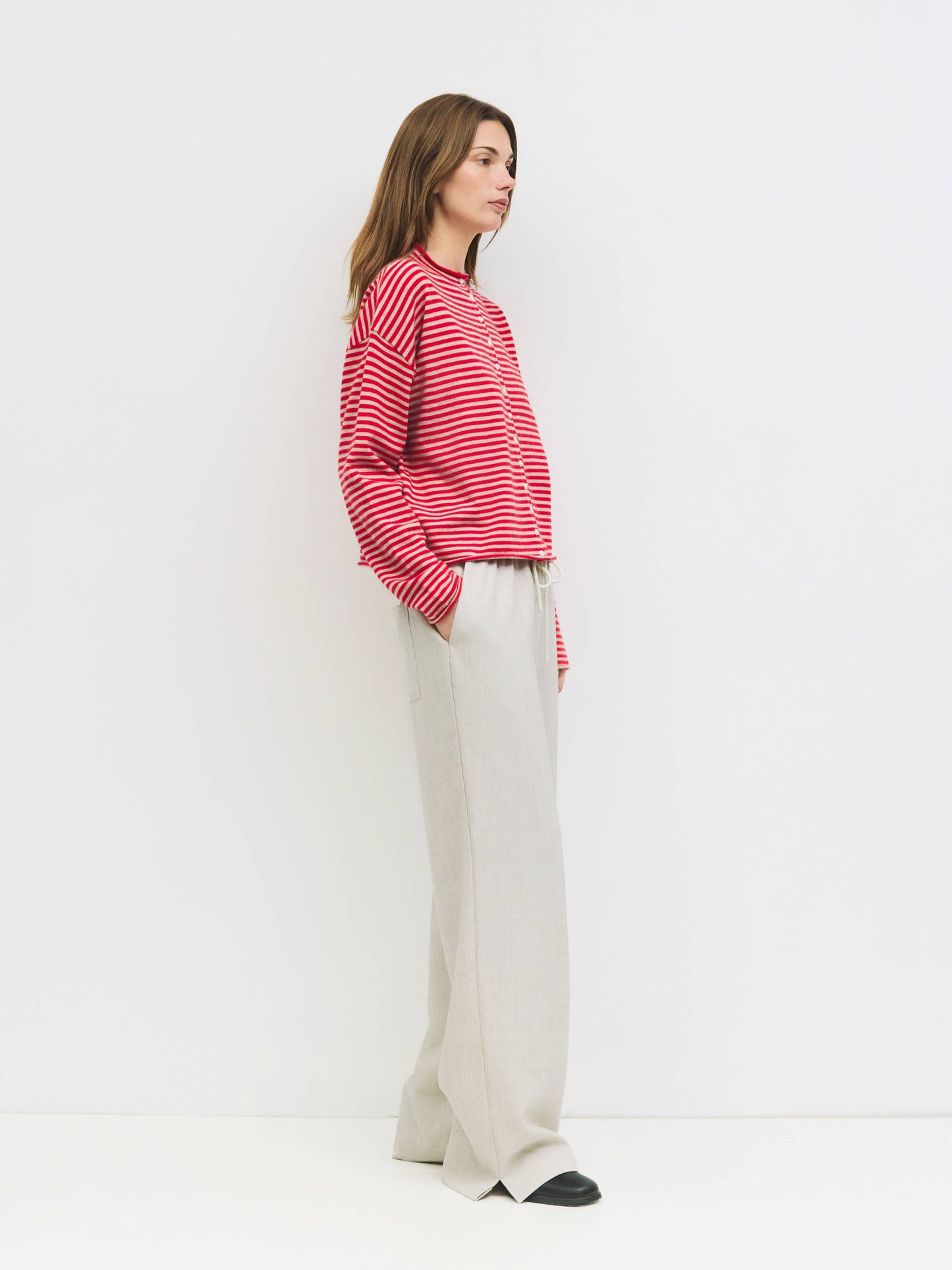 Striped Button-Down Cardigan