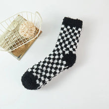 Load image into Gallery viewer, Checkerboard Pattern Fuzzy Winter Socks - Several Colors
