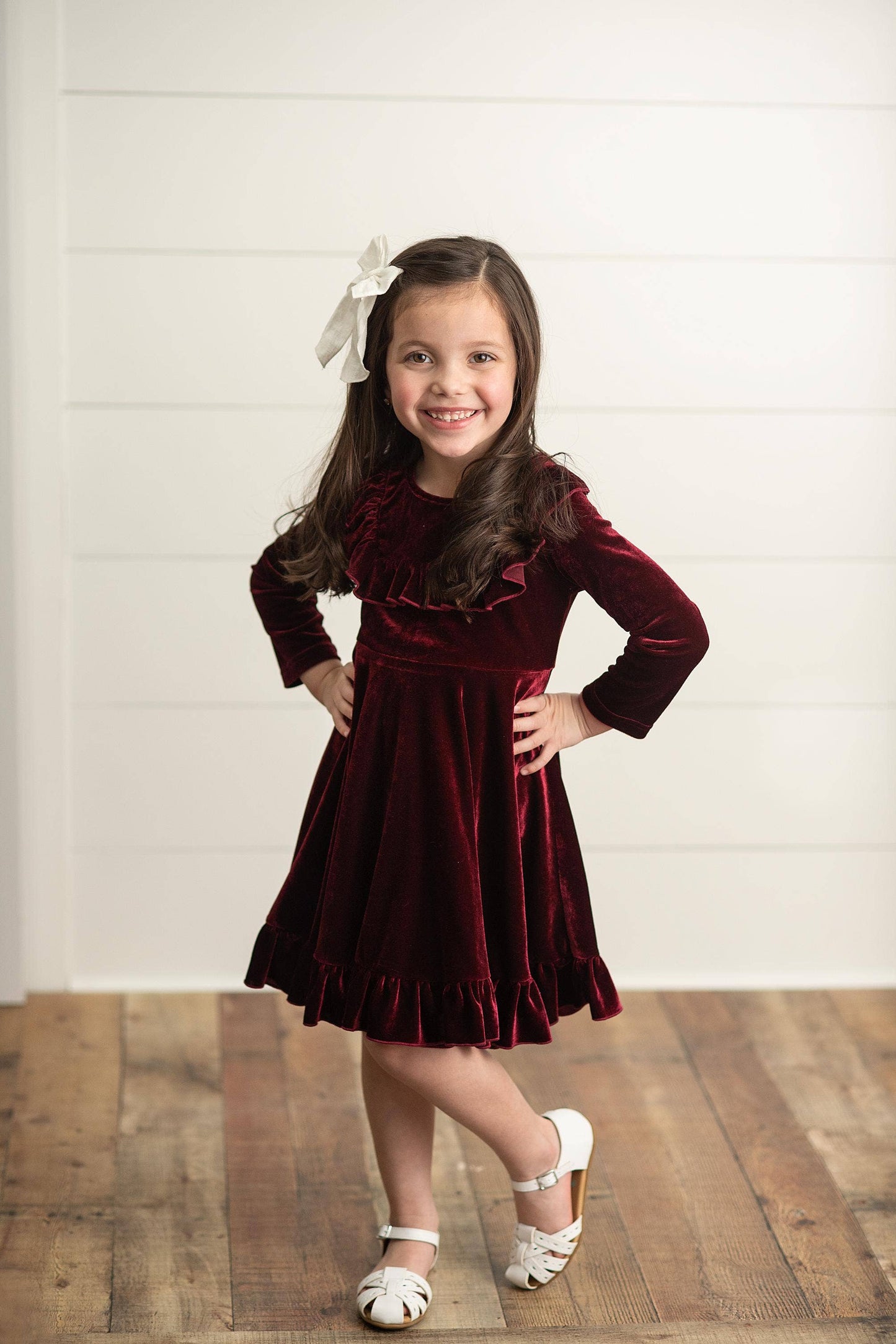 Kids Velvet Ruffle Winter Dress