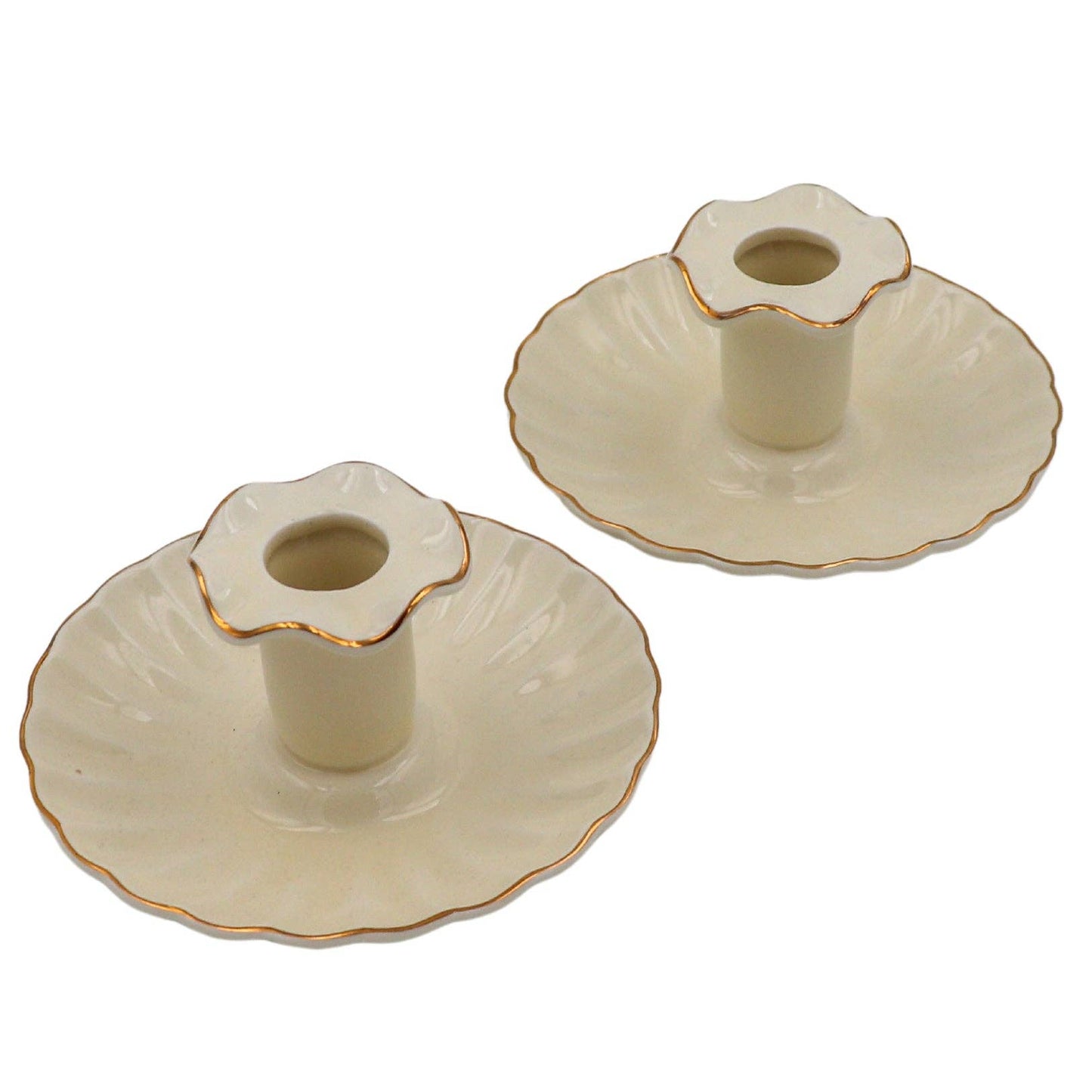 Gilded Cream Candle Holder
