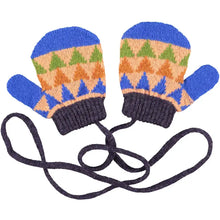 Load image into Gallery viewer, Kids&#39; Patterned Lambswool Mittens - Triangle Marine/Purple
