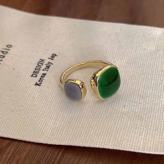 Simple Open Statement Stackable Ring - Green