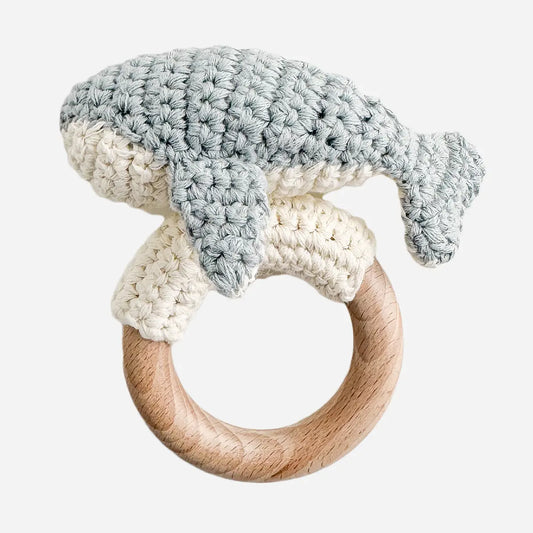 Teether Whale Cotton Crochet Rattle