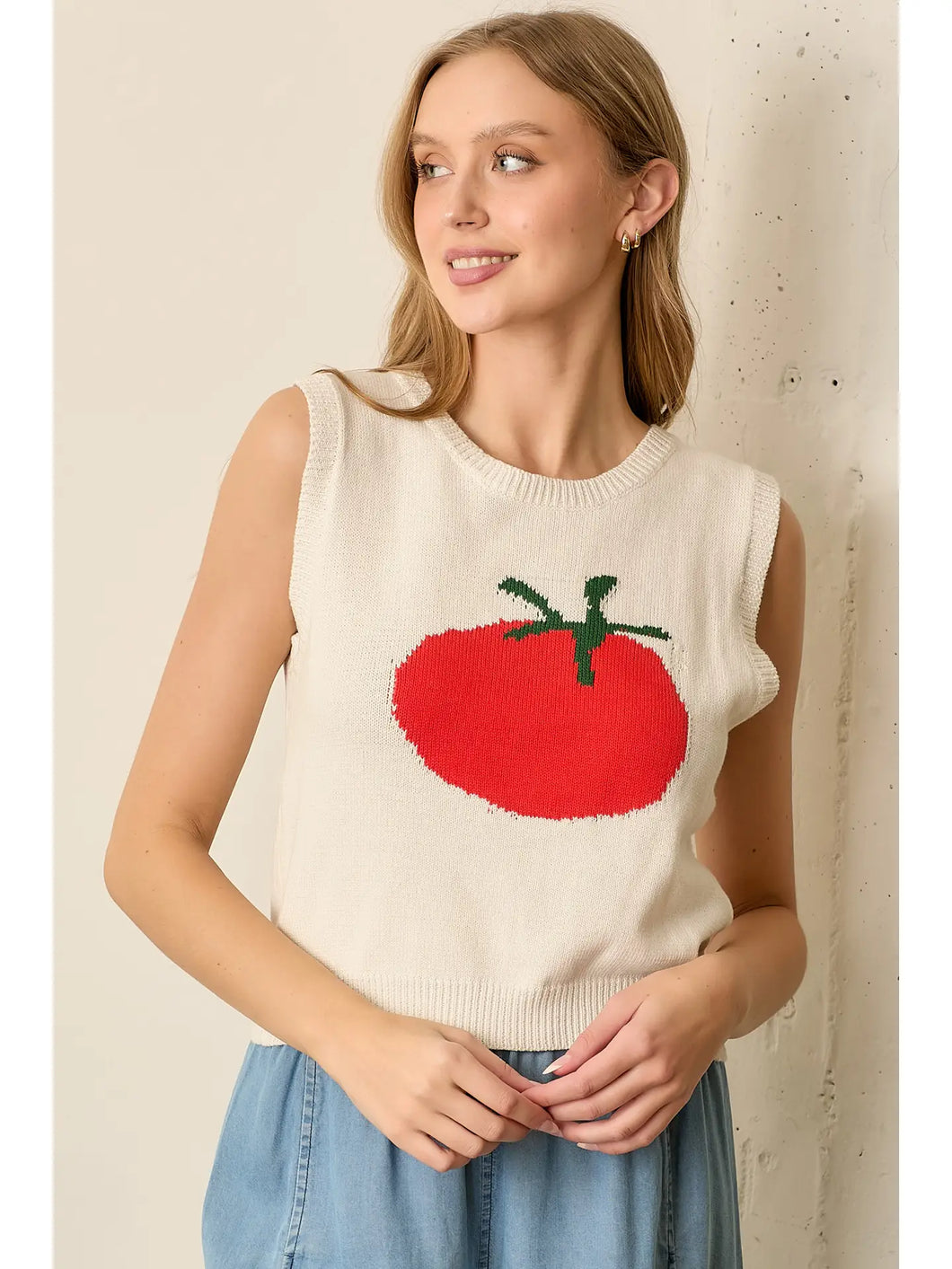 Tomato Print Sweater Vest