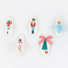 Load image into Gallery viewer, Embroidered Nutcracker hair clips (x5)
