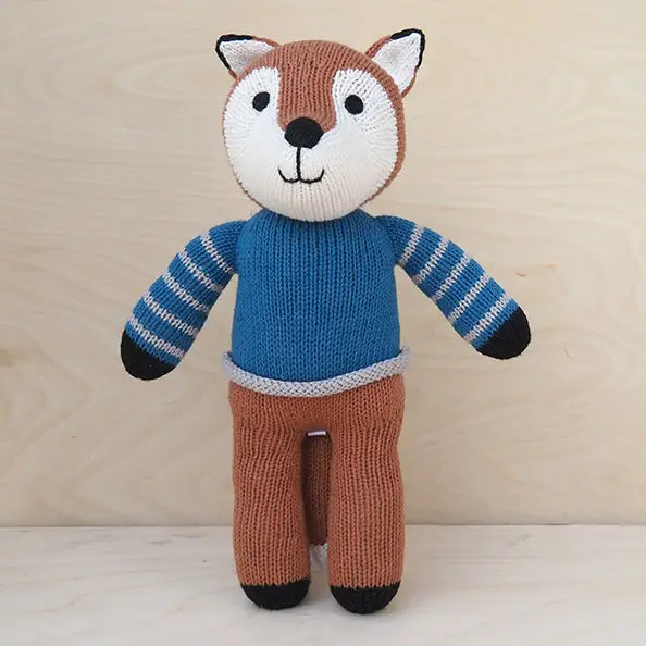 Handmade Knit Fox - Blue Sweater
