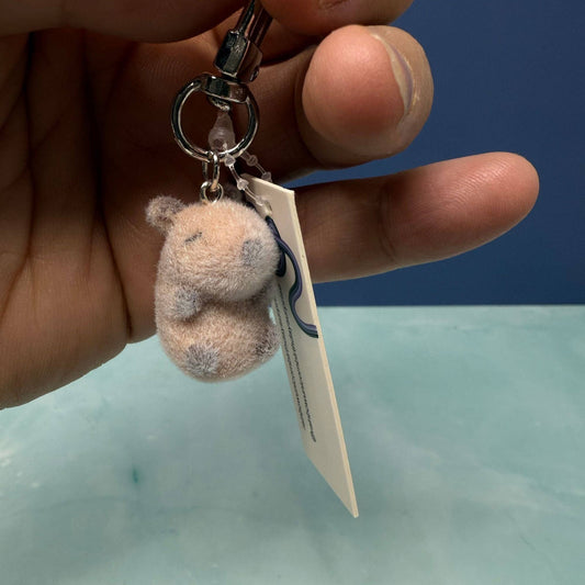 Capybara Mini Flocked  Keychain – Cute Plush Bag Charm