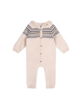 Load image into Gallery viewer, Fair Isle Jacquard Sweater Knit Baby Hooded Jumpsuit
