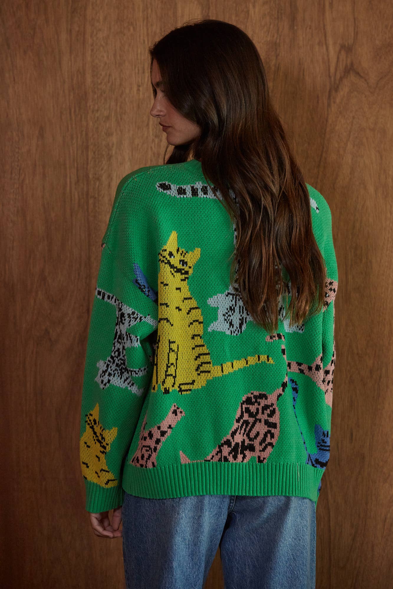 Allover Print Cat Sweater