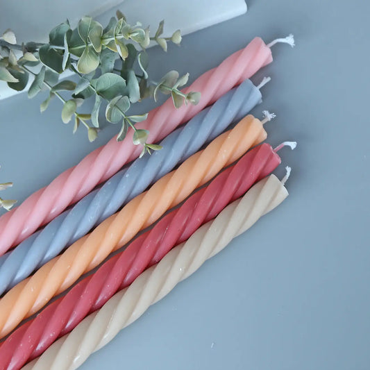 Long Spiral Taper Candles - Muted Red