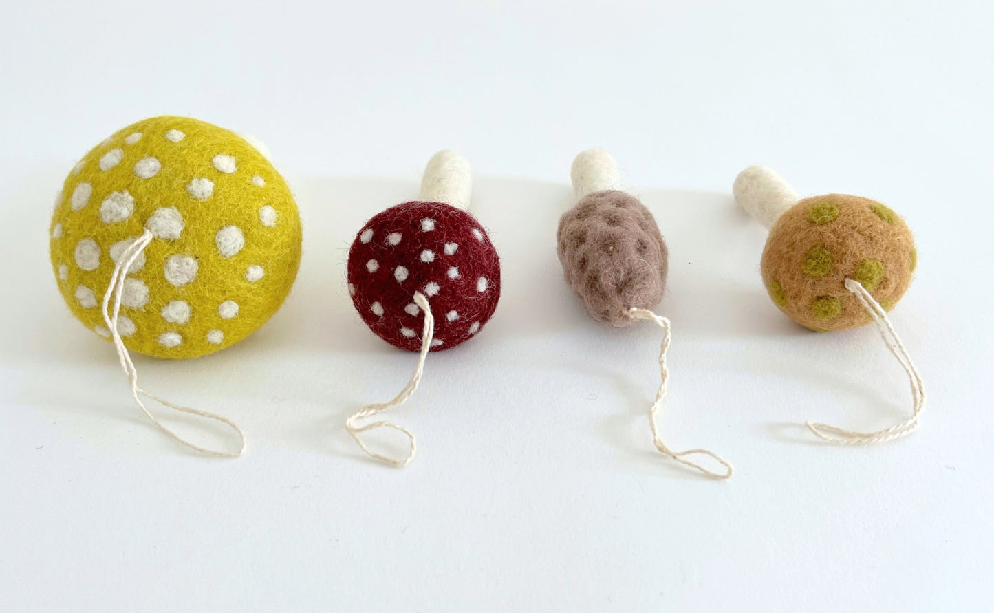 Felted Wool Mushroom Ornament Set