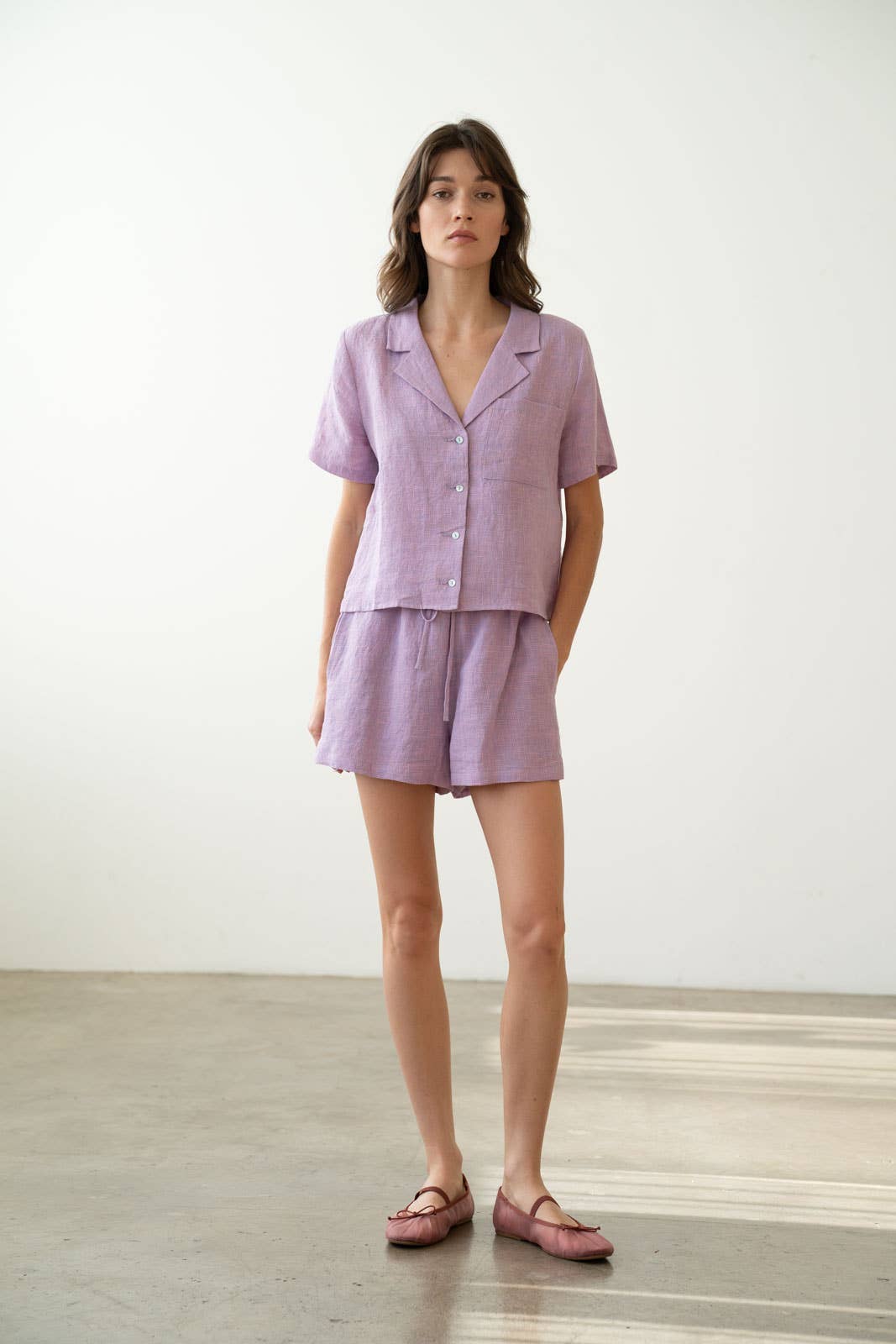 Linen Shorts - Lavender