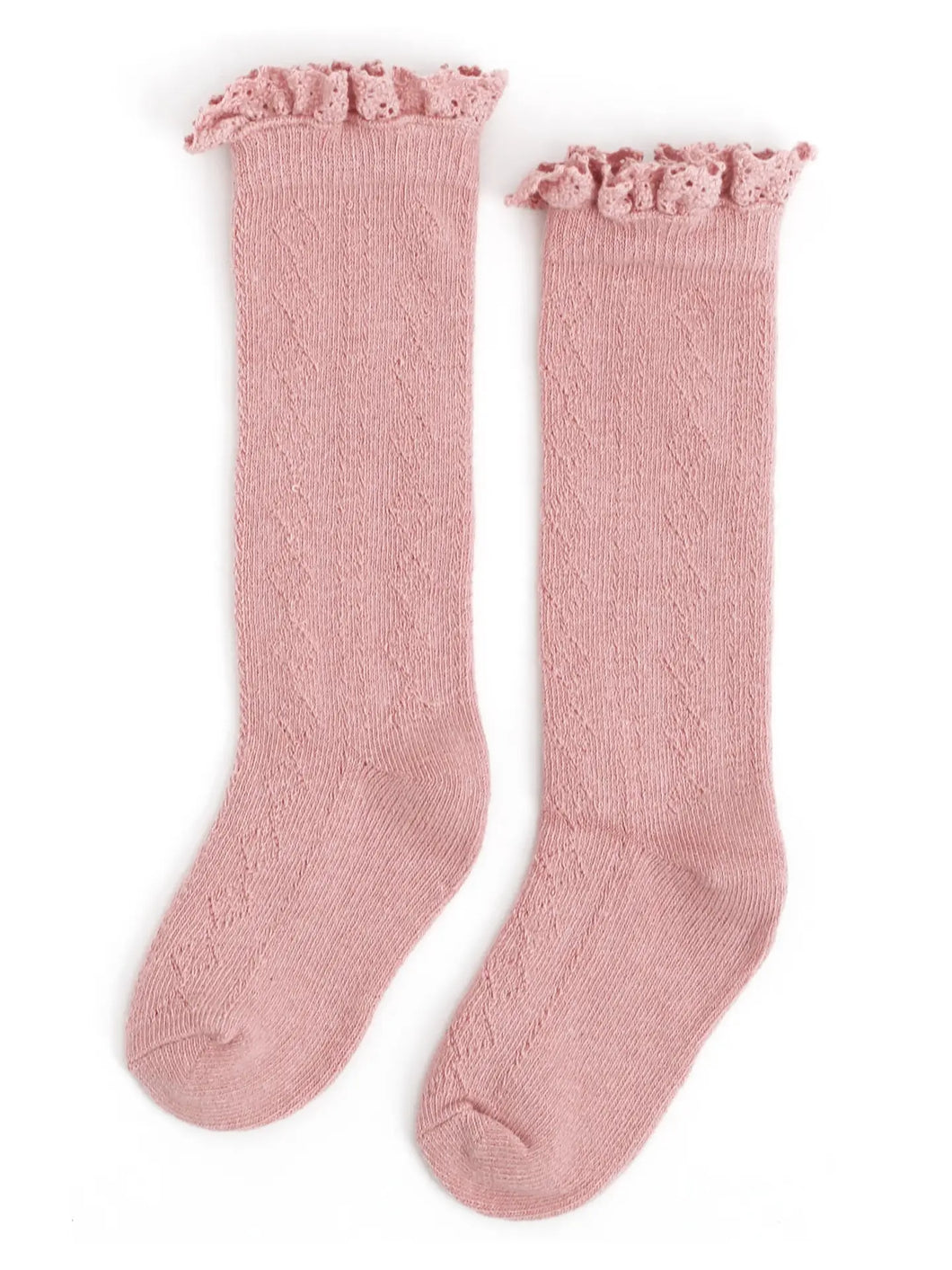 Fancy Lace Top Knee High Socks - Blush