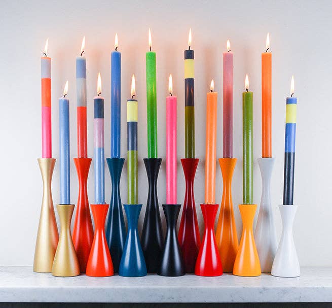 9.8'' Tall Midnight Blue Wooden Candle Holder