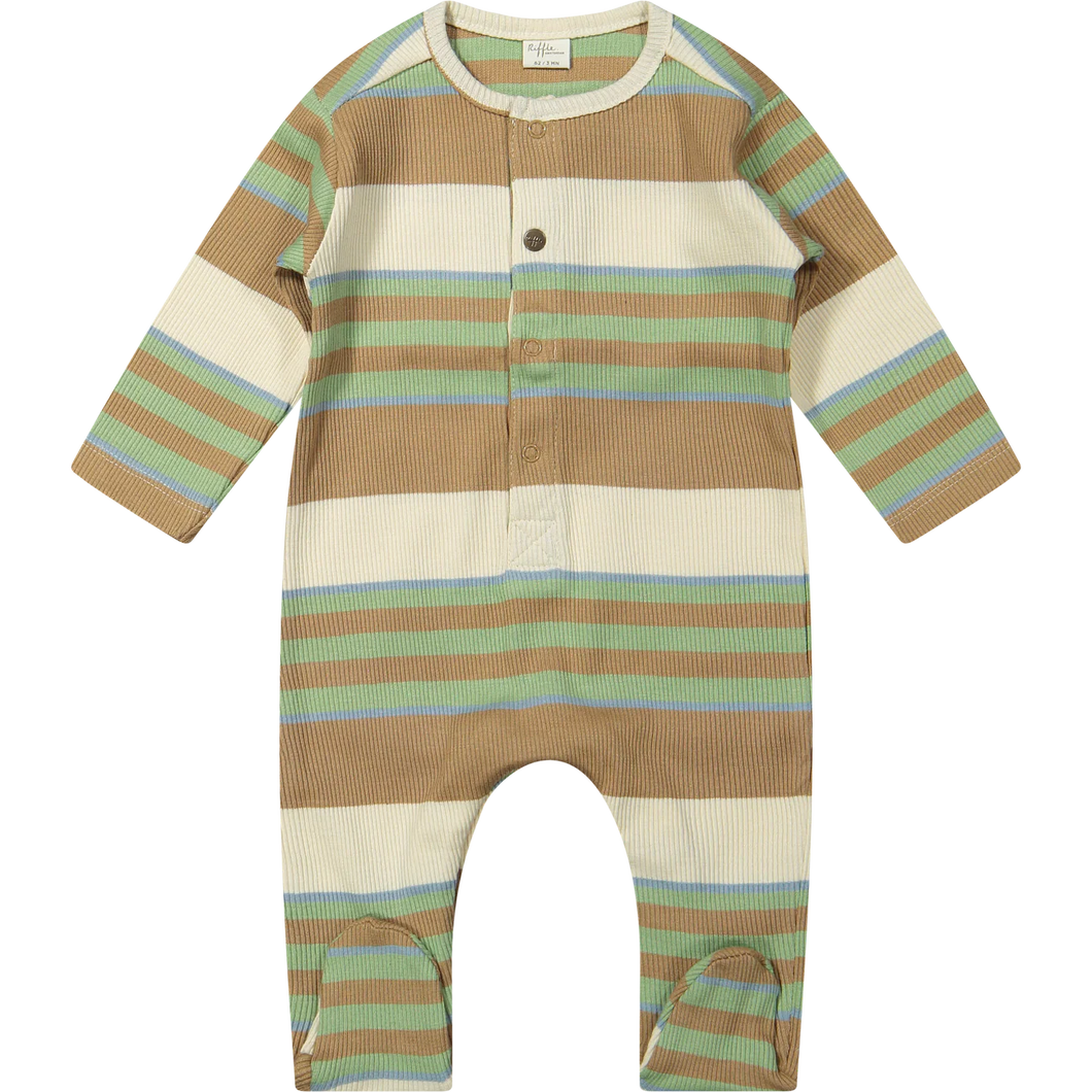 Sasha Derby Rib Stripe Green Romper