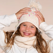 Load image into Gallery viewer, Girls Speckled Knit Winter Hat with Braids
