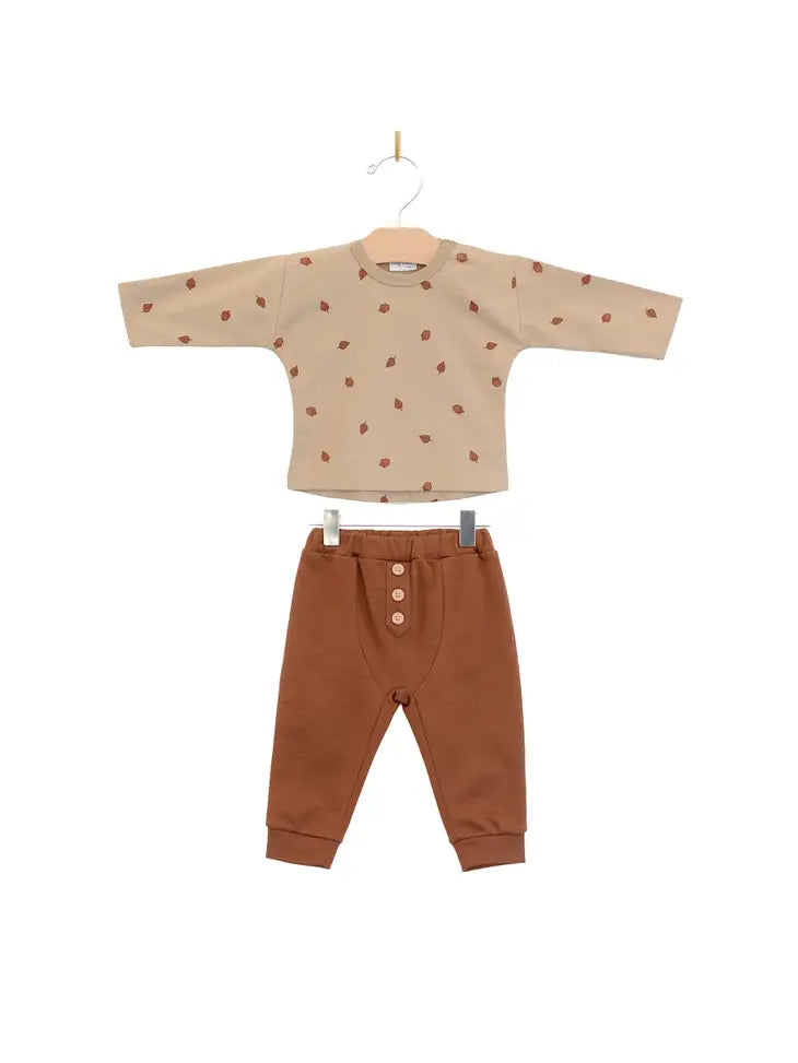 Baby Boy Set- Rust Acorns