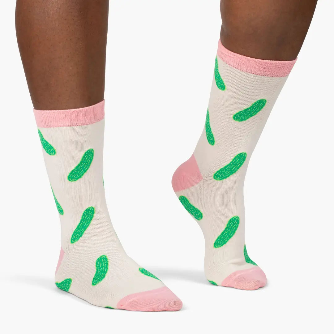 Pink Colorblock Pickle Crew Socks