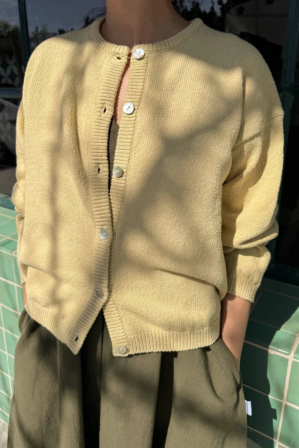Cotton Leila Cardigan  - Custard