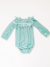 Load image into Gallery viewer, Hayley Romper in Crushed Mint Velvet
