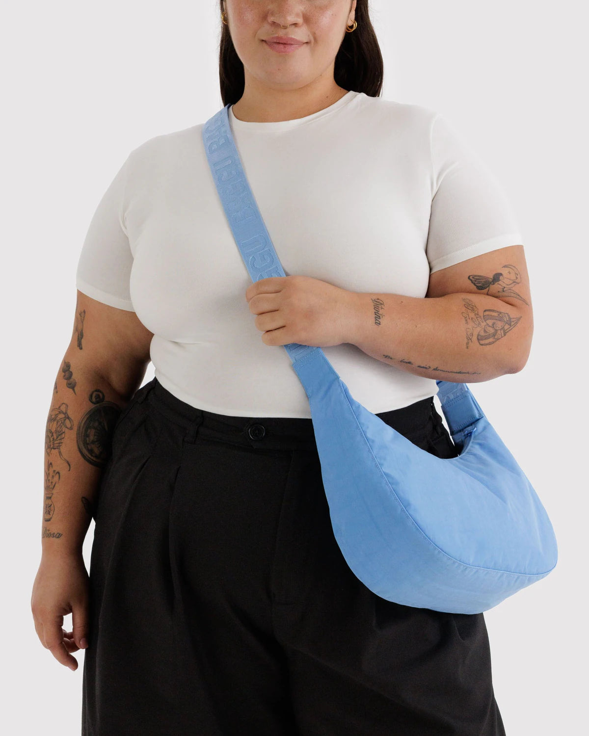 Medium Nylon Baggu Crescent Bag - Piscine