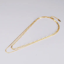 Load image into Gallery viewer, 18K Gold Plated Double Layer Necklace, Paperclip Necklace
