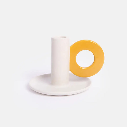 Cream & Mustard Loop Candle Holder
