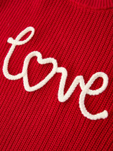 Load image into Gallery viewer, Red Knit Sweater "Love" Embroidery
