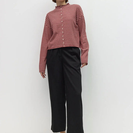 Striped Cardigan - Pink/Burgundy