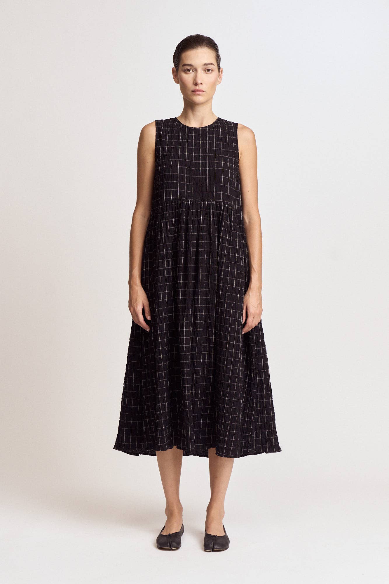 Grid Gauze Easy Dress
