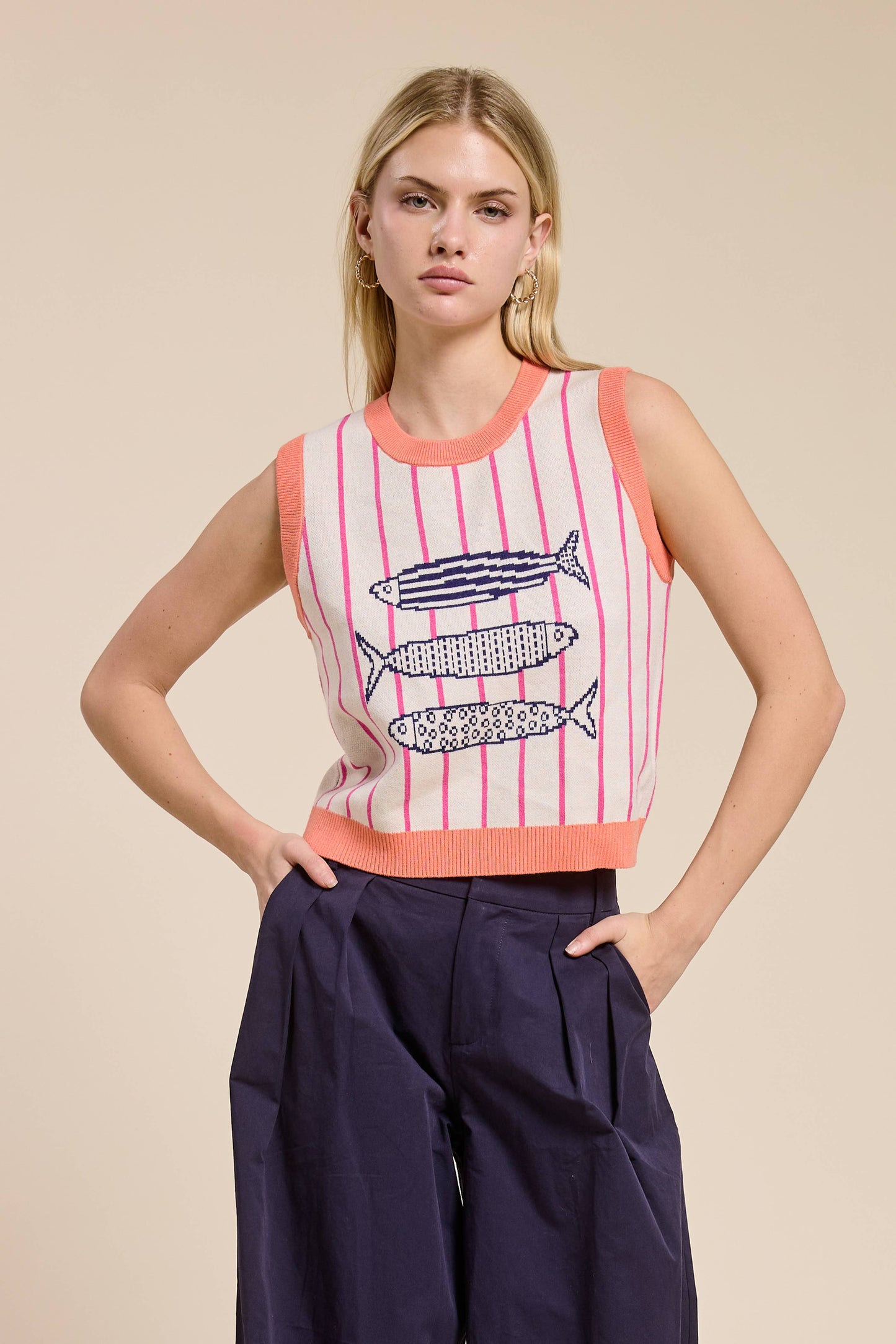 Candy Coral Marine Sweater Vest