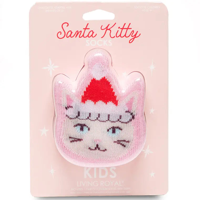 3D Packaged Crew Socks - Santa Kitty