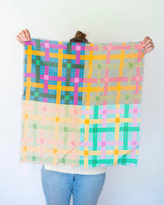 Autumn on the Plains Knit & Weave - Pure Silk Bandana Scarf