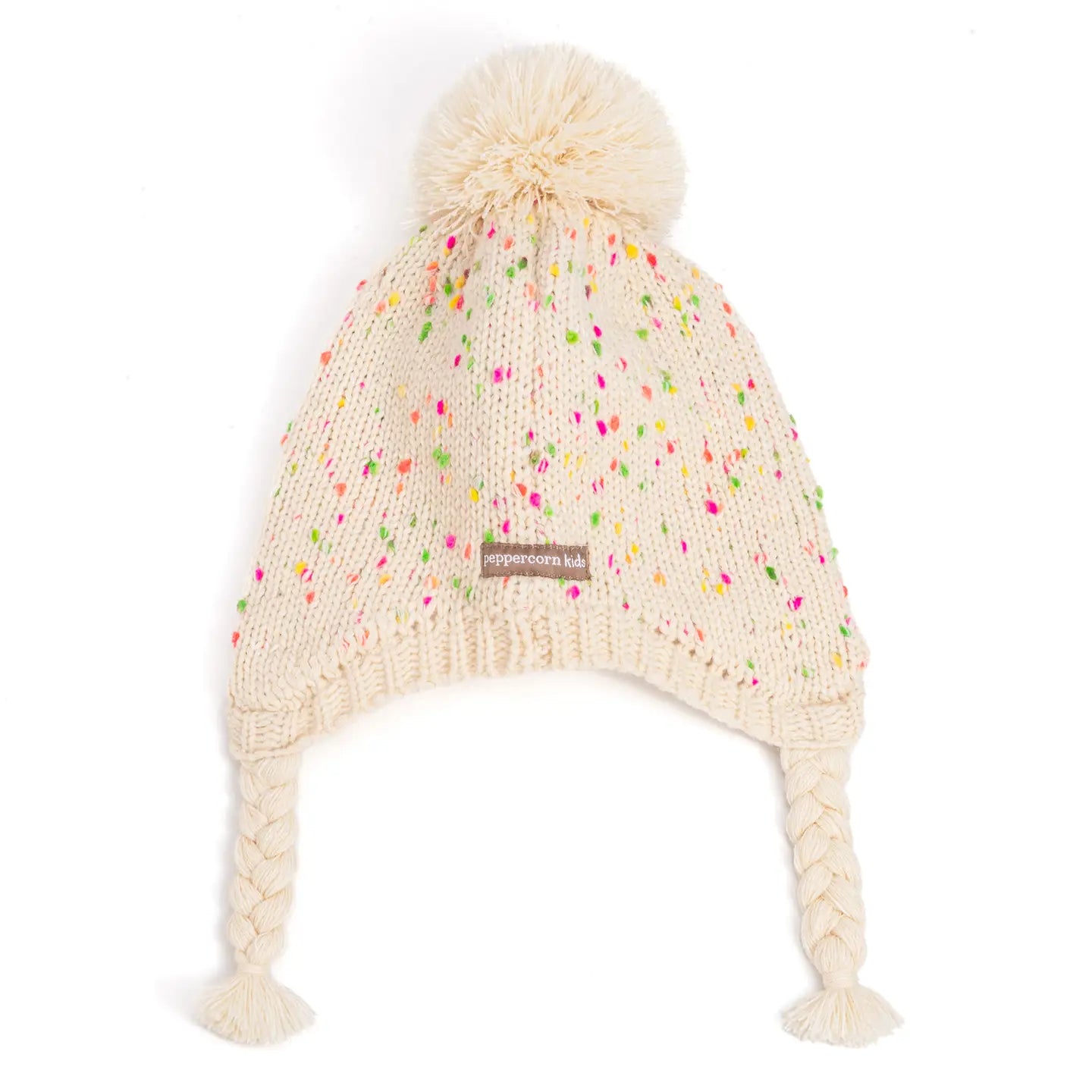 Girls Speckled Knit Winter Hat with Braids