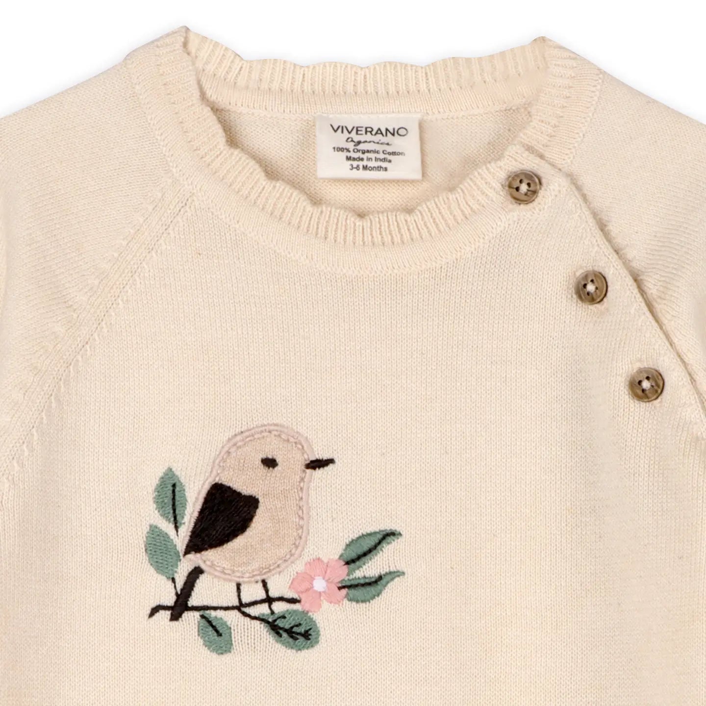 Organic Bird & Floral Embroidered Jumpsuit