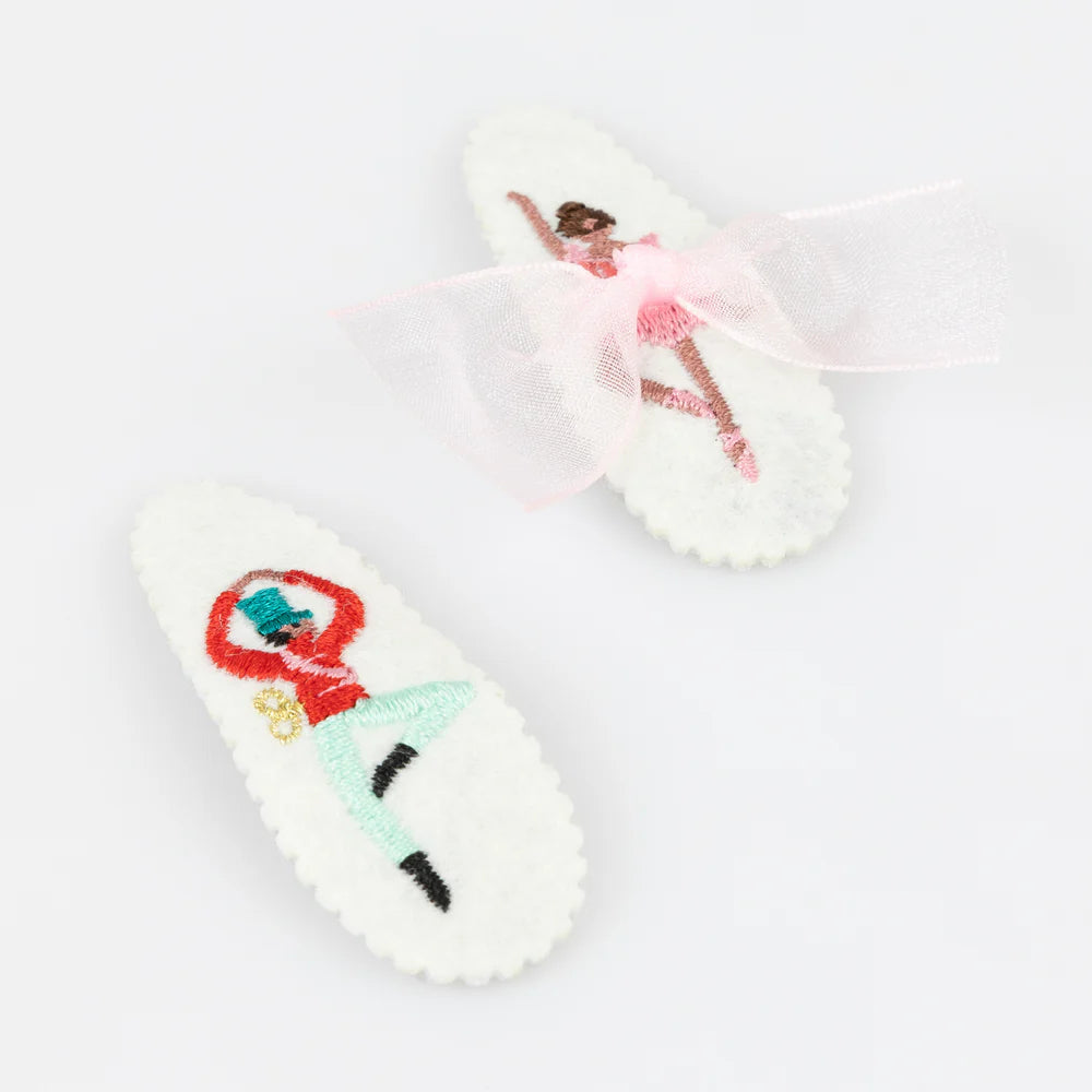 Embroidered Nutcracker hair clips (x5)