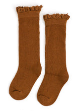 Load image into Gallery viewer, Fancy Lace Top Knee High Socks - Sugar Almond
